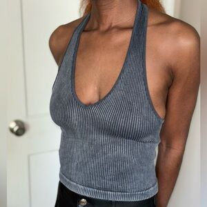Ribbed Crop Halter Top
